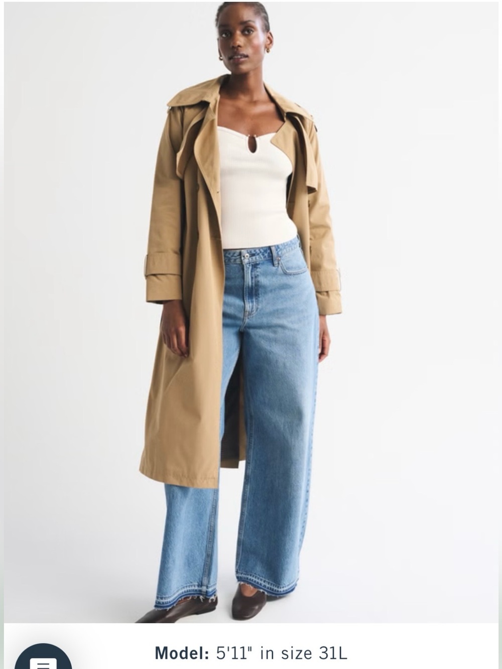 Abercrombie & Fitch Curve Love High Rise Wide-Leg Jeans - Medium Let Down Hem